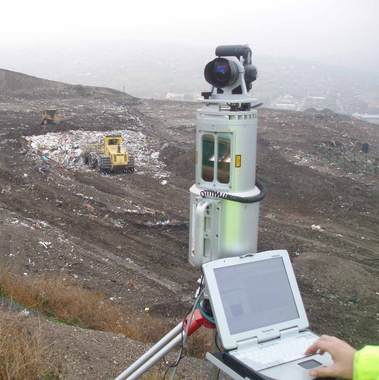 Laser scanner being remotely accessed with a laptop